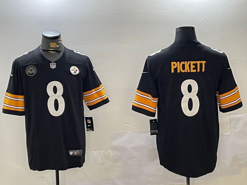 Men Pittsburgh Steelers #8 Pickett Black Second generation 2024 Nike Limited NFL Jersey style 9->pittsburgh pirates->MLB Jersey